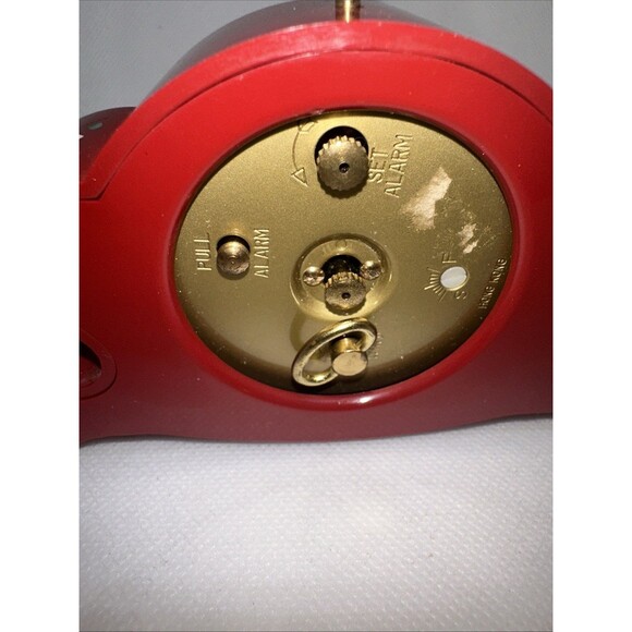 WESTCLOX Boudoir Victorian Style Vanity WIND-UP ALARM CLOCK HONG KONG VTG RED - Picture 4 of 6